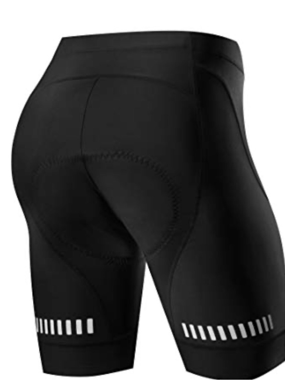 Women's Black Padded Bike Shorts with Reflective Leg Strips